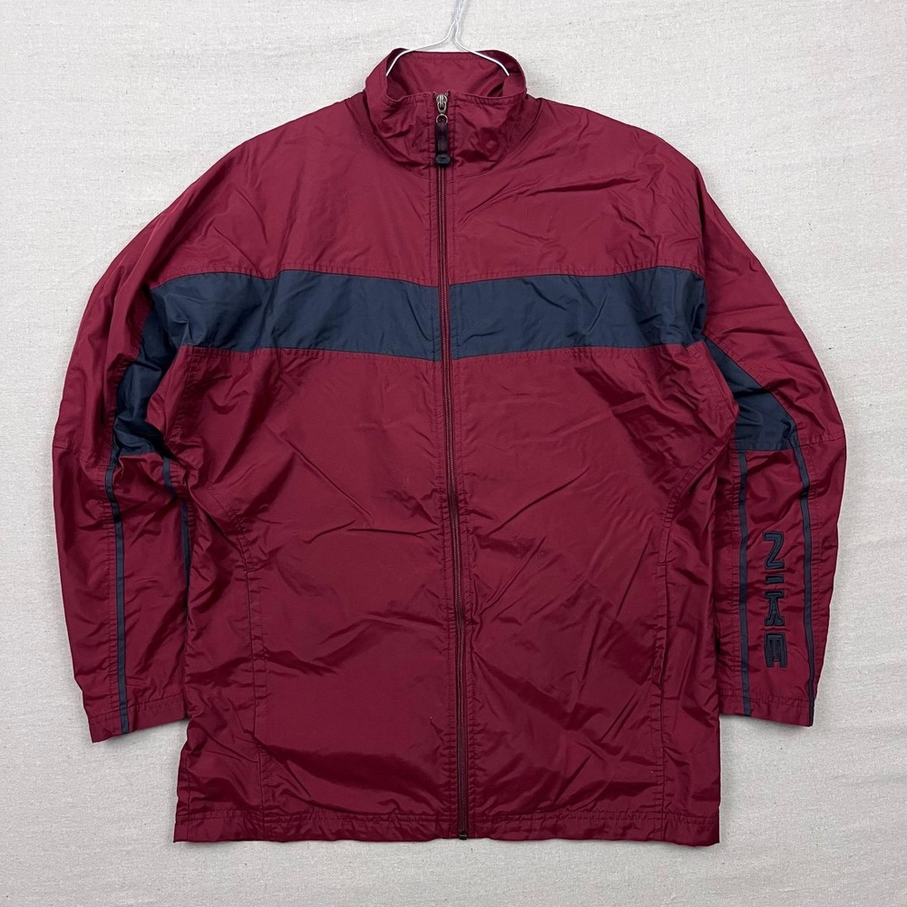Vintage Y2K Nike Mens Burgundy Red Black Colorblock Zip Up Track Jacket‎ Size M
